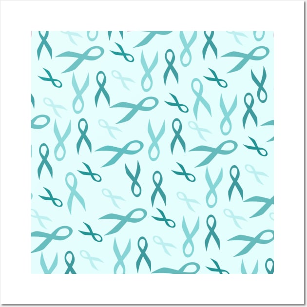 Teal Ribbon PTSD Awareness OCD Ovarian Cancer Tourette's Awareness Wall Art by InnerMagic